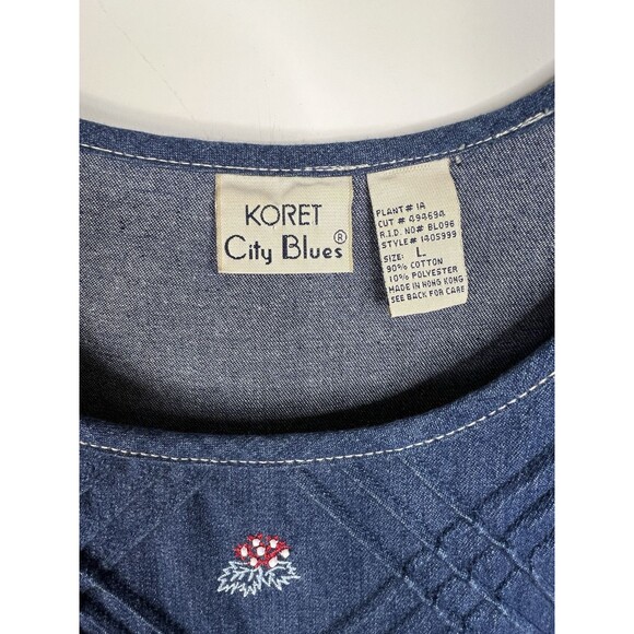 VTG Koret City Blues Maxi Long Dress L Blue Denim Maxi Embroidered Americana - Picture 3 of 10